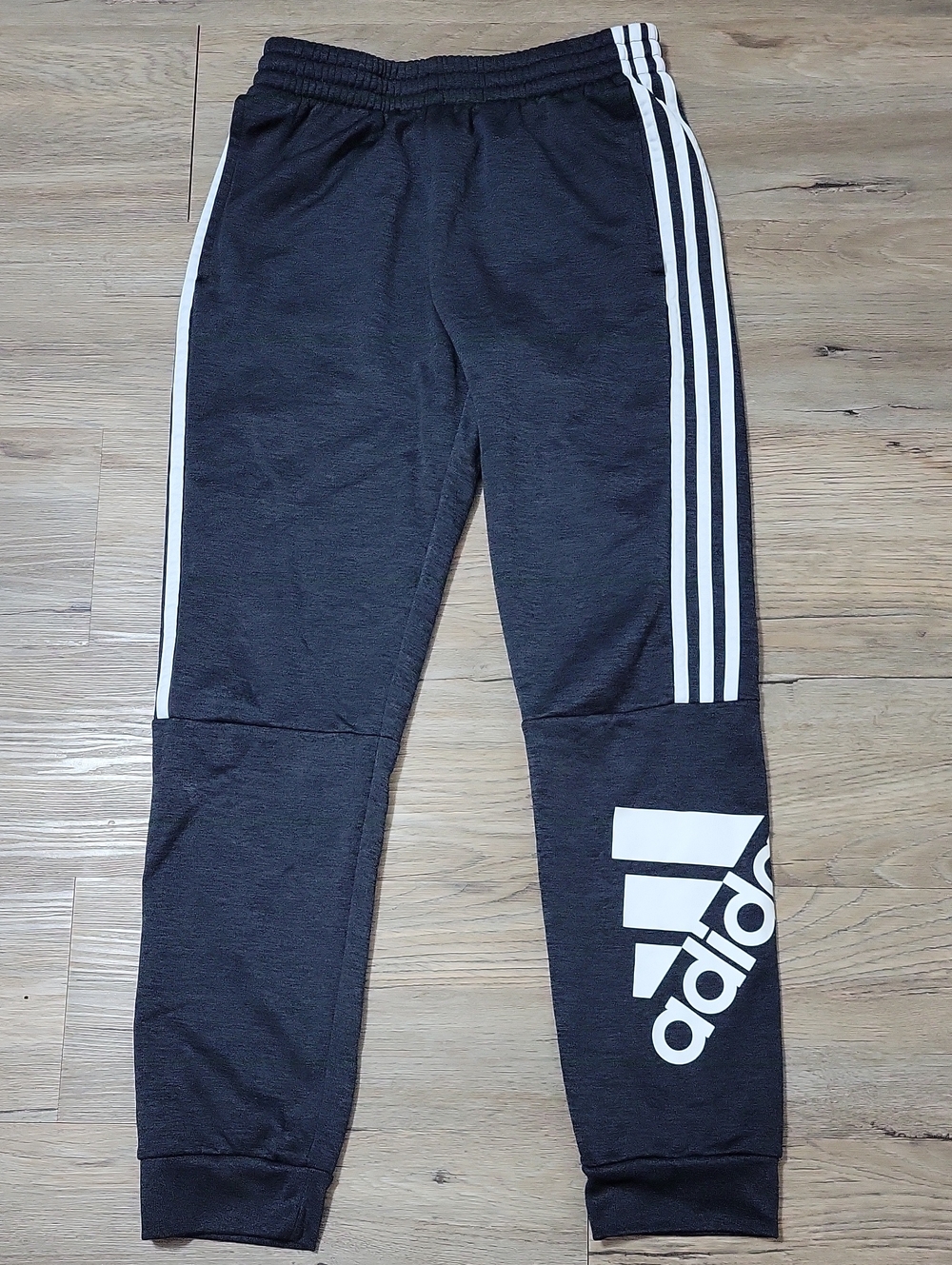 adidas Black Joggers with White Stripes and Logo Panel